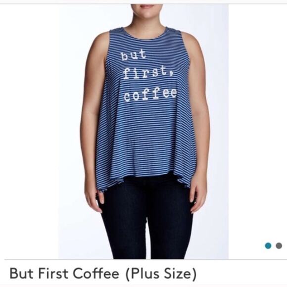 nwt but first coffee tank top in blue - Picture 1 of 5